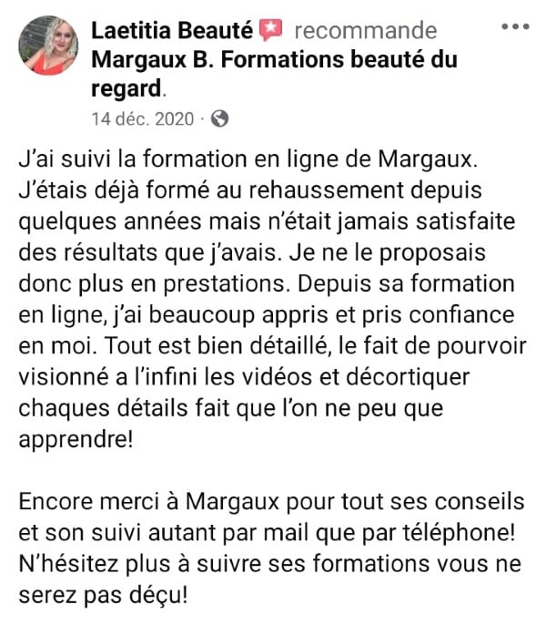 Avis client de Laetitia Beauté